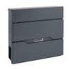 a grey cabinet with drawers