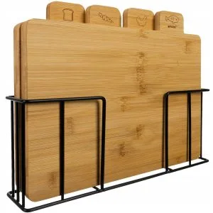 Set 4 kuhinjskih bambusovih desk za rezanje 30cm + stojalo AKCIJA