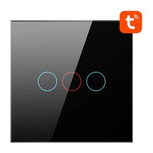 Pametno stekleno LED WiFi stikalo touch TUYA 3-kanalno črno Alexa Google Assistant 20 Črno 3-kanalno pametno stekleno LED WiFi stikalo na dotik