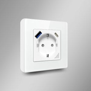 Pametna WiFi stenska vtičnica 16A 2xUSB TUYA bela Alexa Google Assistant 14 Bela pametna WiFi stenska vtičnica z 2 USB priključkoma