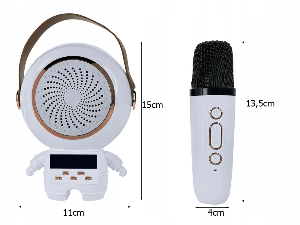 Brezžični Bluetooth 5.3 LCD karaoke zvočnik 2x mikrofon LED RGB FM - Image 7