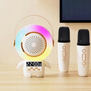 Brezžični Bluetooth 5.3 LCD karaoke zvočnik 2x mikrofon LED RGB FM 31 Brezžični karaoke zvočnik z LCD, 2 mikrofonoma, LED RGB