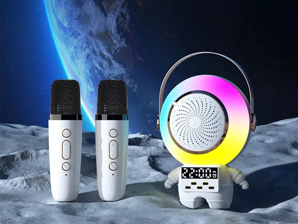 Brezžični Bluetooth 5.3 LCD karaoke zvočnik 2x mikrofon LED RGB FM - Image 15