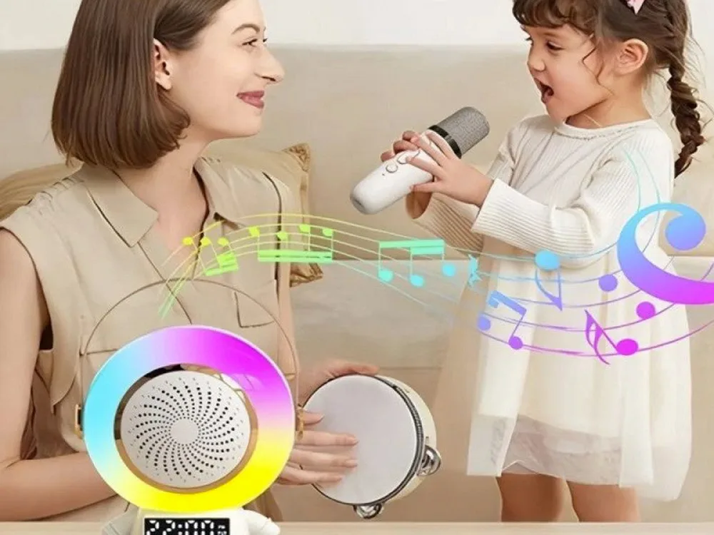 Brezžični Bluetooth 5.3 LCD karaoke zvočnik 2x mikrofon LED RGB FM - Image 16