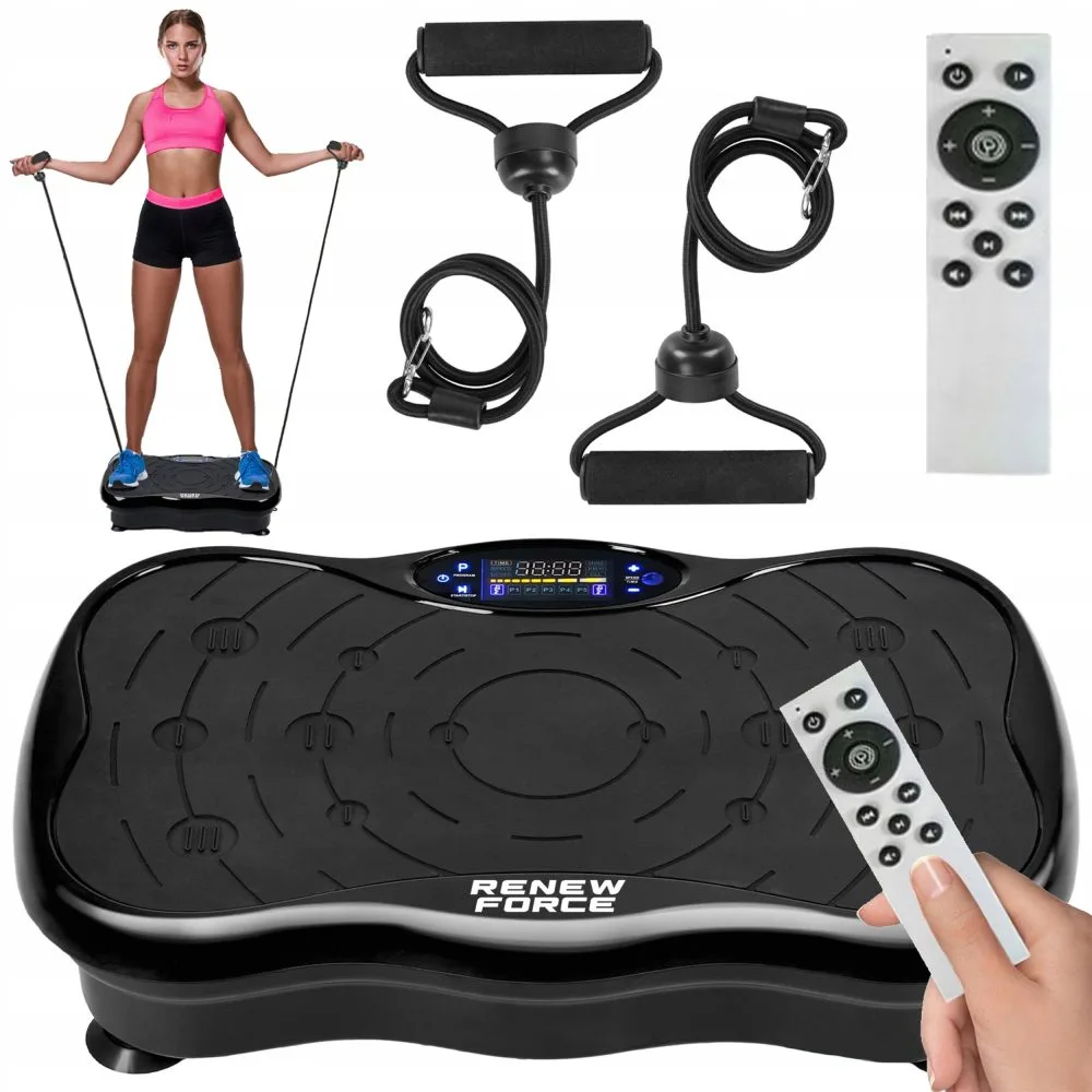 LCD fitnes platforma za vibracijsko vadbo z dodatki do 150kg črna AKCIJA