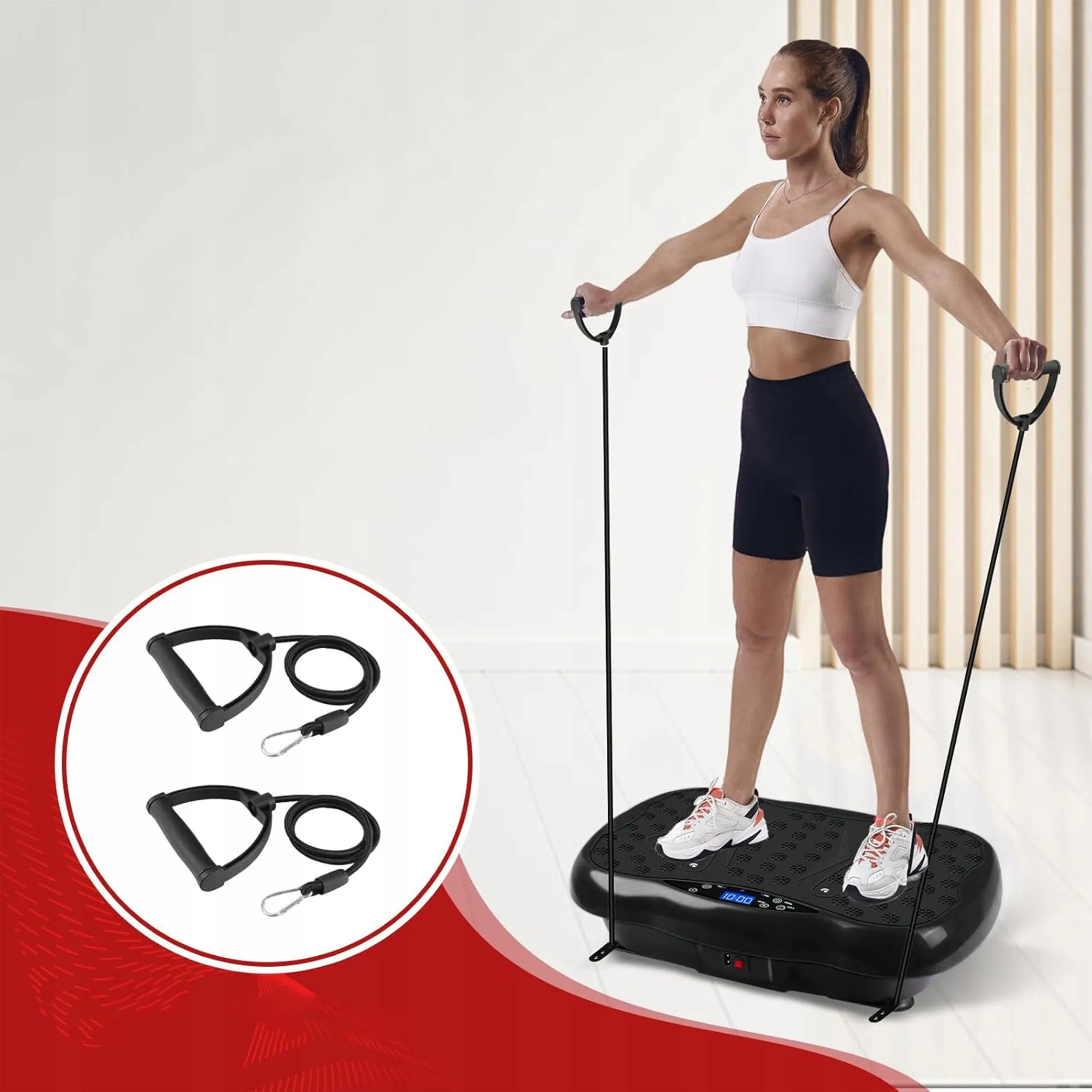 LCD fitnes platforma za vibracijsko vadbo z dodatki do 150kg črna AKCIJA - Image 4