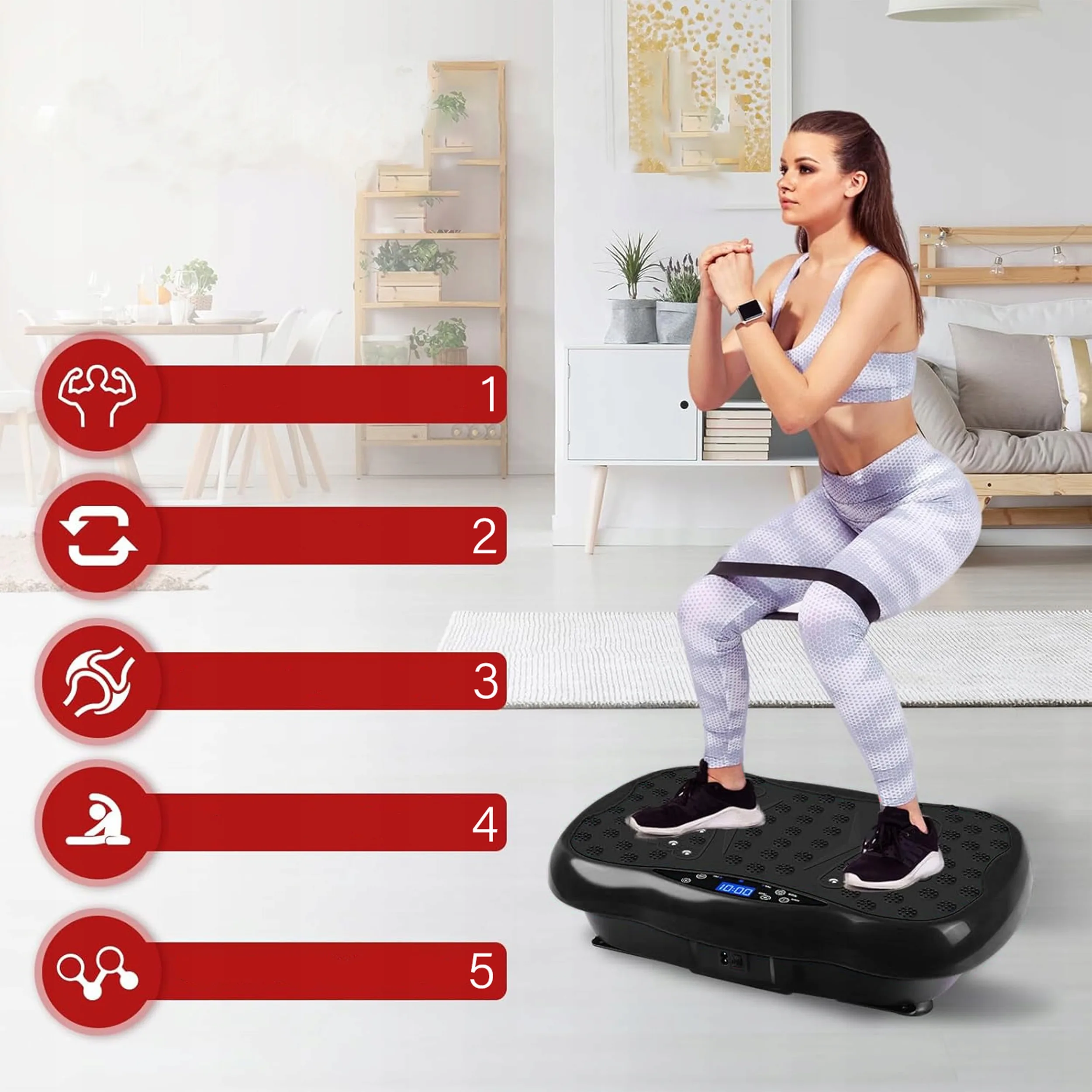 LCD fitnes platforma za vibracijsko vadbo z dodatki do 150kg črna AKCIJA - Image 3