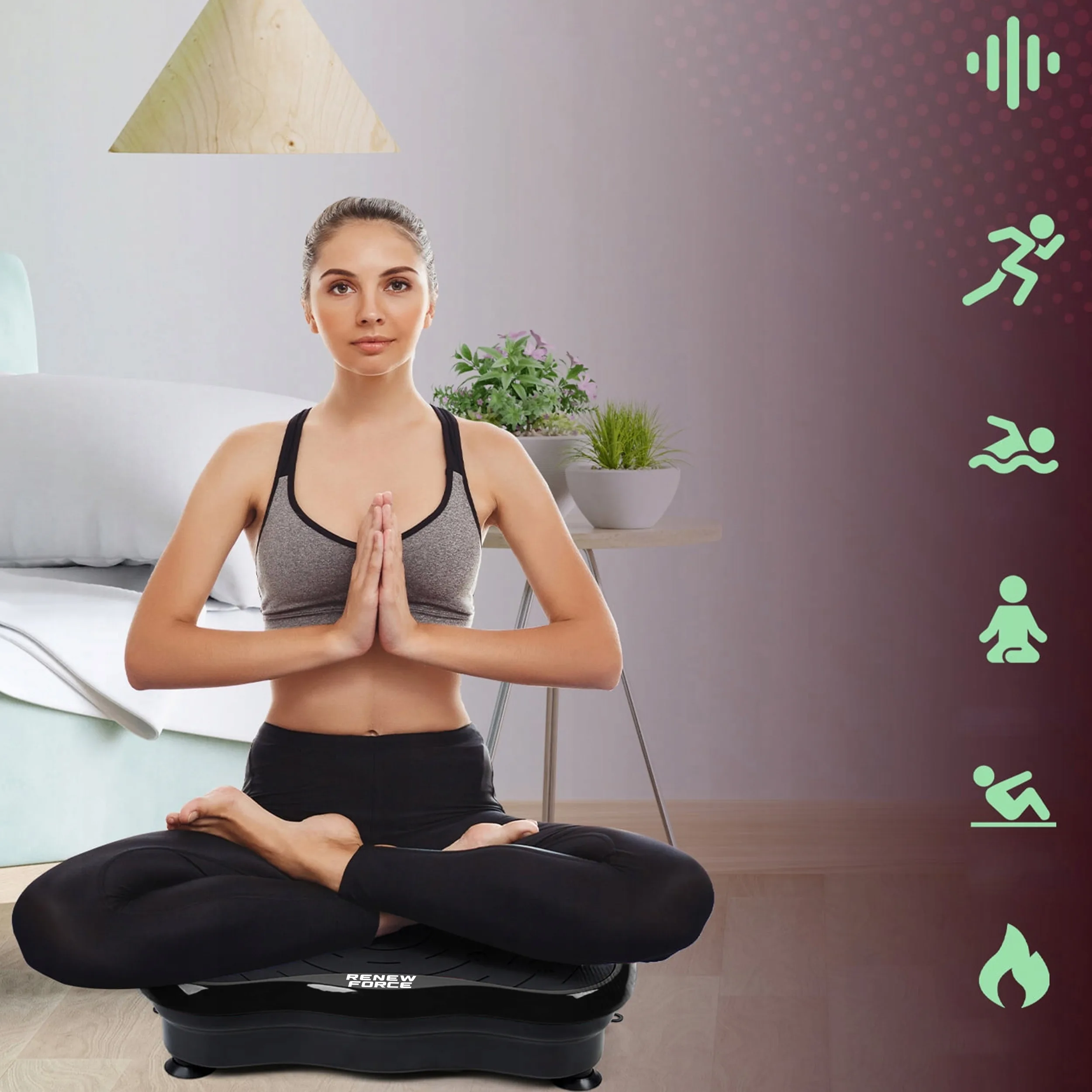 LCD fitnes platforma za vibracijsko vadbo z dodatki do 150kg črna AKCIJA - Image 2