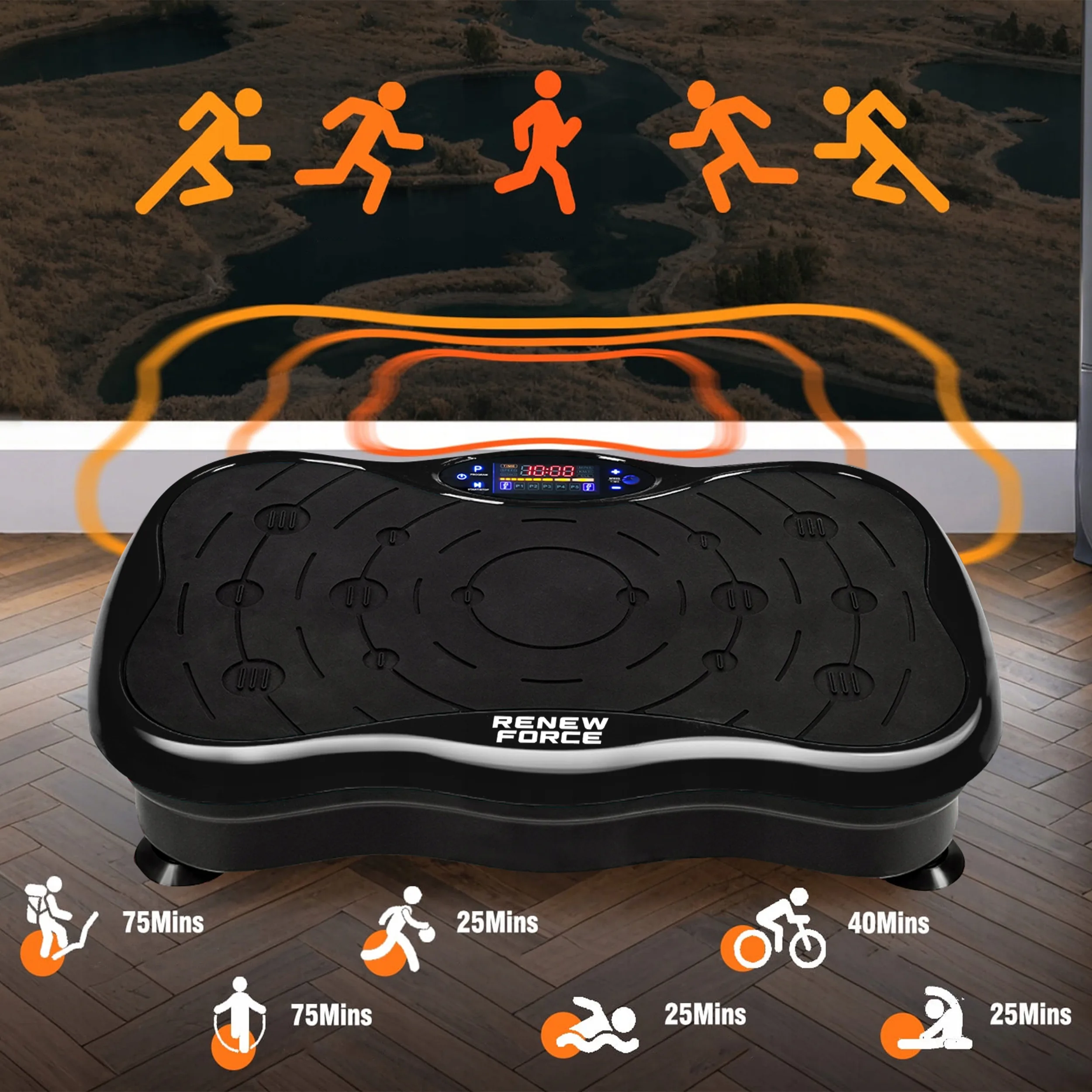 LCD fitnes platforma za vibracijsko vadbo z dodatki do 150kg črna AKCIJA - Image 9