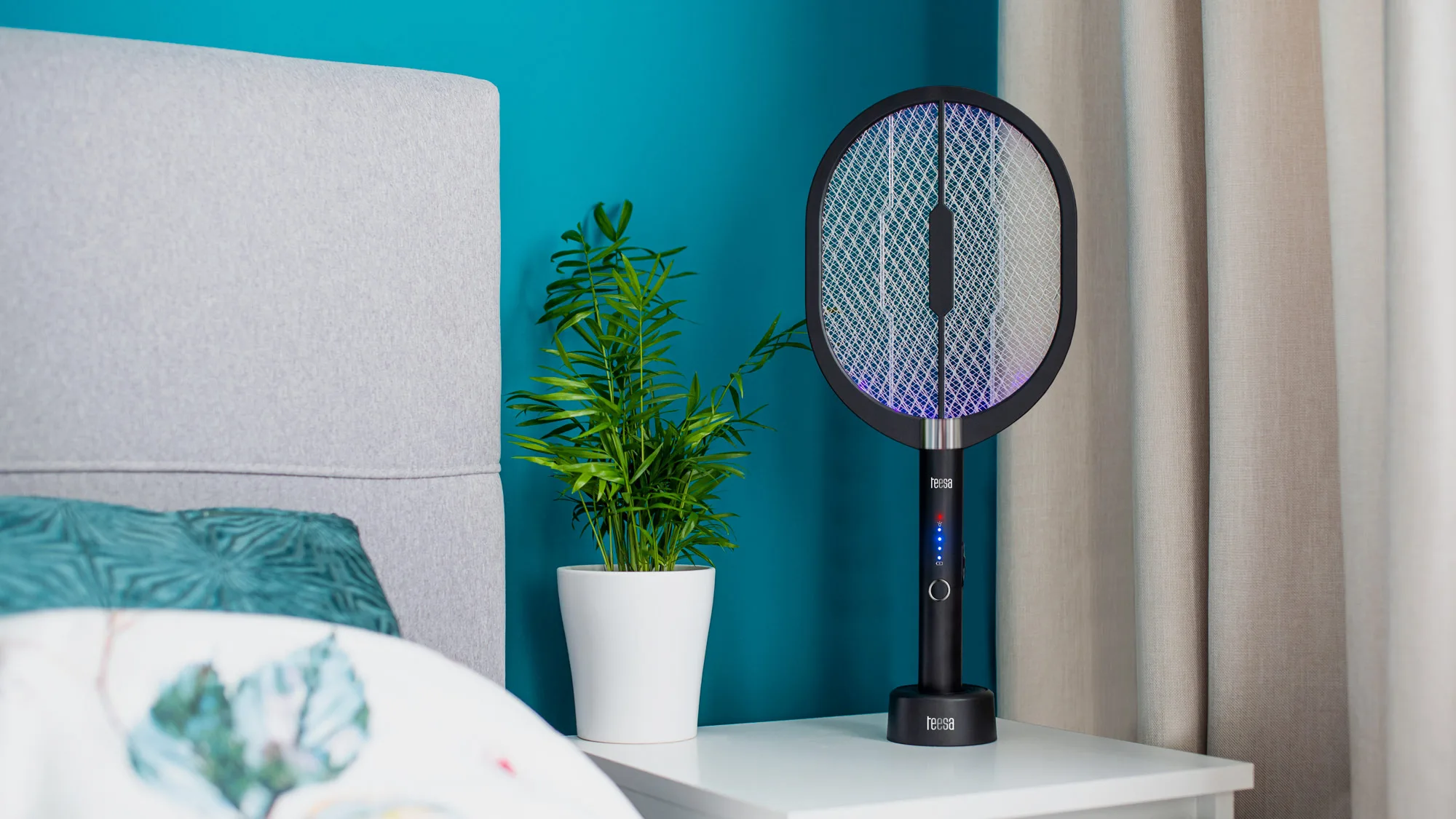 3v1 aku. električni lopar UV LED uničevalec insektov črn - Image 8
