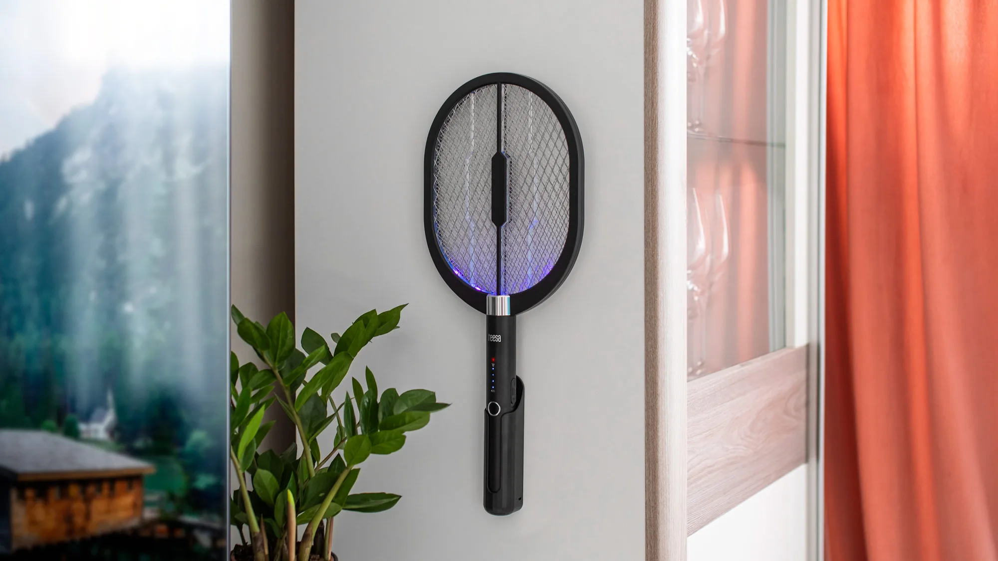 3v1 aku. električni lopar UV LED uničevalec insektov črn - Image 9