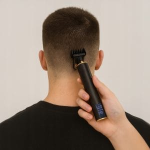 Inox akumulatorski LCD brivnik in strižnik za lase in brado USB črn