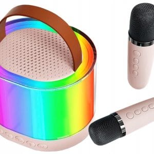 Prenosni Bluetooth karaoke zvočnik z LED RGB lučmi in dvema mikrofonoma