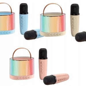 LED RGB karaoke zvočnik z dvema mikrofonoma