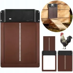 Elektronička automatska vrata kokošinjca sa senzorom za sumrak 35x24cm smeđa