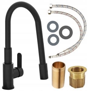 FLEX enoročna kuhinjska armatura z gibljivo cevjo črna 360°