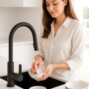 FLEX enoročna kuhinjska armatura z gibljivo cevjo črna 360°