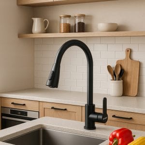 Enoročna alu. izvlečna kuhinjska armatura 80cm črna