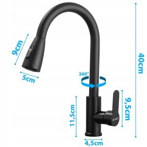 Enoročna alu. izvlečna kuhinjska armatura 80cm črna