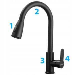 Enoročna alu. izvlečna kuhinjska armatura 80cm črna