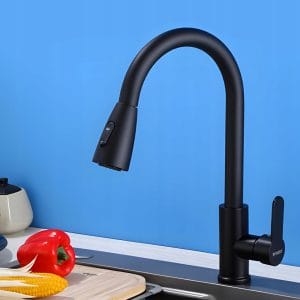 Enoročna alu. izvlečna kuhinjska armatura 80cm črna