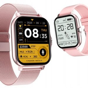 Aku. unisex športna pametna ura touch 2 pasova Bluetooth FitPro roza