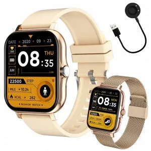 Baterijski uniseks sportski pametni sat osjetljiv na dodir 2 remena Bluetooth FitPro zlatni