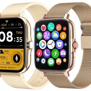 Aku. unisex športna pametna ura touch 2 pasova Bluetooth FitPro zlata 21 Zlata Aku unisex športna pametna ura z dvema pasovoma