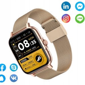 Aku. unisex športna pametna ura touch 2 pasova Bluetooth FitPro zlata 23 Zlata Aku. unisex športna pametna ura z dvema pasovoma