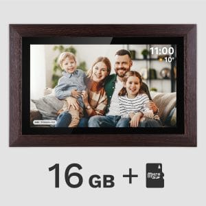 Touch digitalni foto okvir FRAMEO Wi-Fi zvočnik 15,6'' les + APP 23 Dotikalni digitalni foto okvir FRAMEO 15,6-palčni les z Wi-Fi zvočnikom