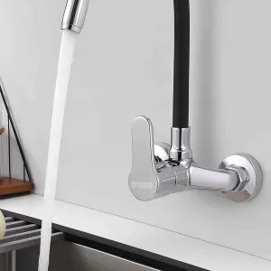 FLEX enoročna stenska kuhinjska armatura inox z gibljivo cevjo