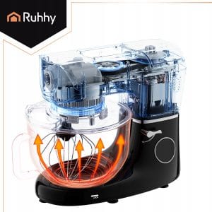 2300W touch planetarni mešalnik robot LCD z ogrevano posodo + tehtnico črn 5,5L