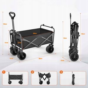 Zložljiv transportni voziček buggy za plažo in kampiranje 88cm 17 Zložljiv transportni voziček buggy za plažo in kampiranje 88cm