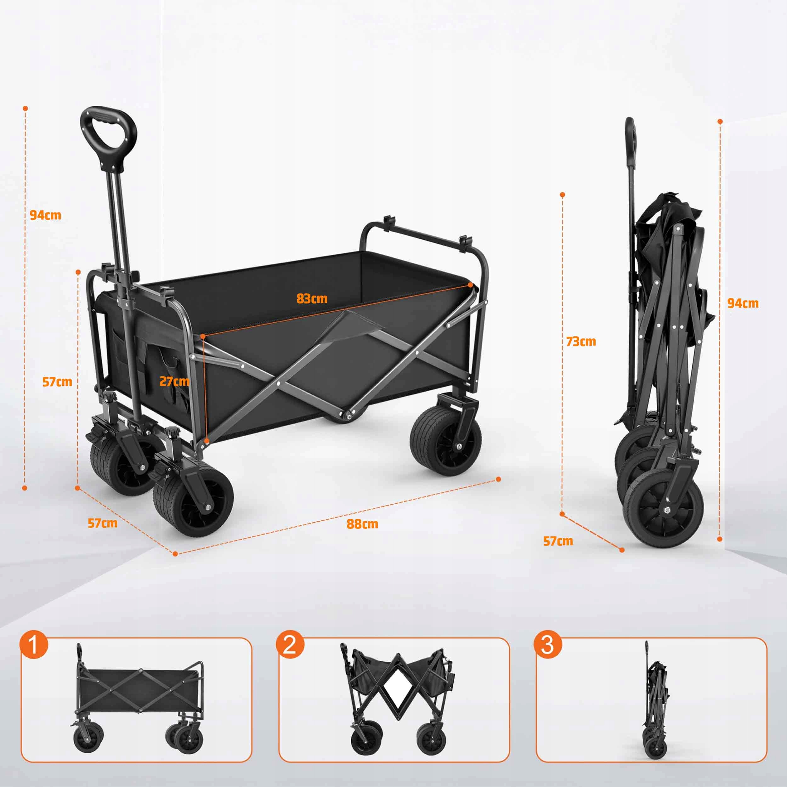 Zložljiv transportni voziček buggy za plažo in kampiranje 88cm 8 Zložljiv transportni voziček buggy za plažo in kampiranje 88cm - slika 6