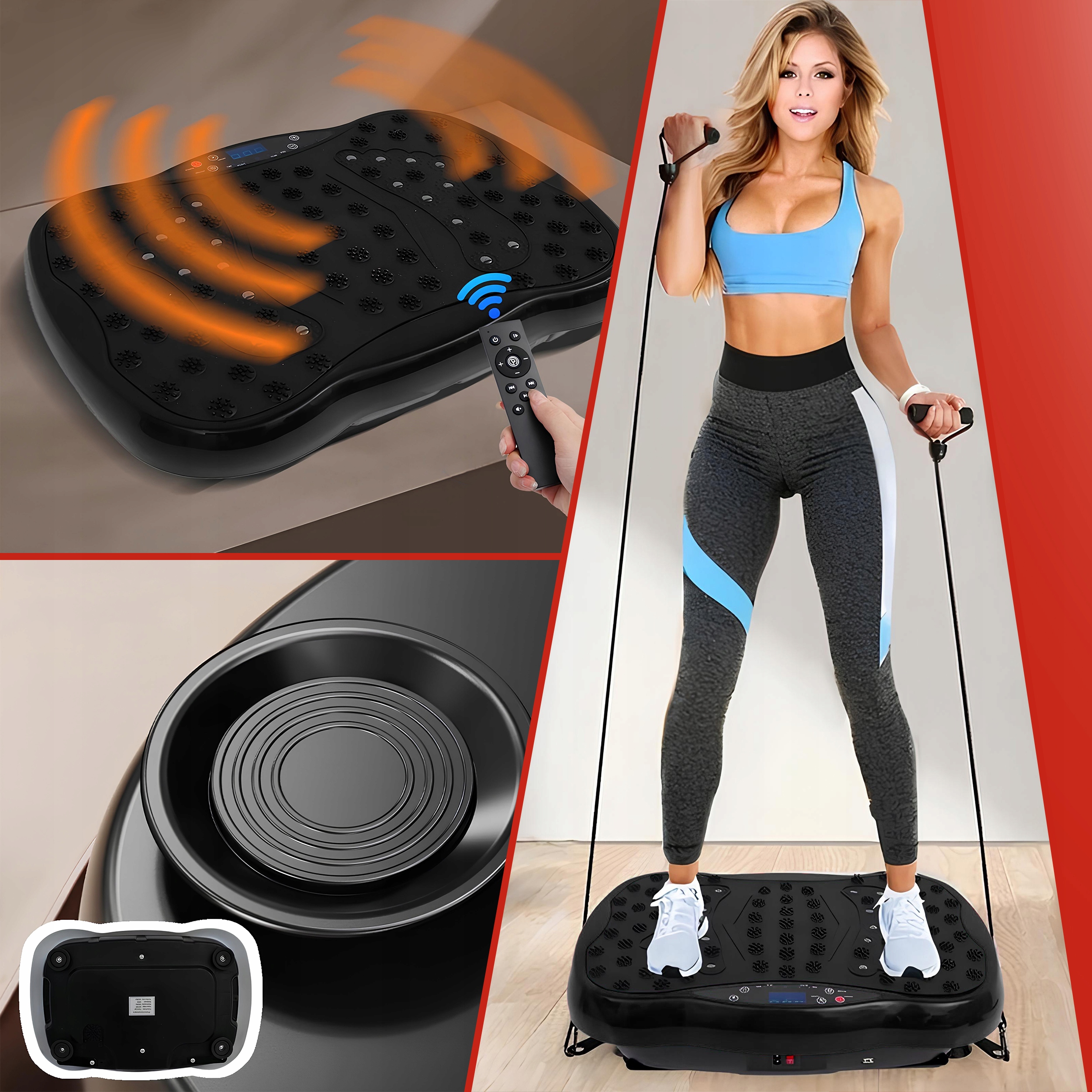 550 LCD fitness trenažer s vibracijskom platformom za trening s daljinskim upravljačem do 150 kg crne boje 6 550 LCD fitness trenažer vibracijska platforma za trening s daljinskim upravljačem do 150 kg crna - slika 4