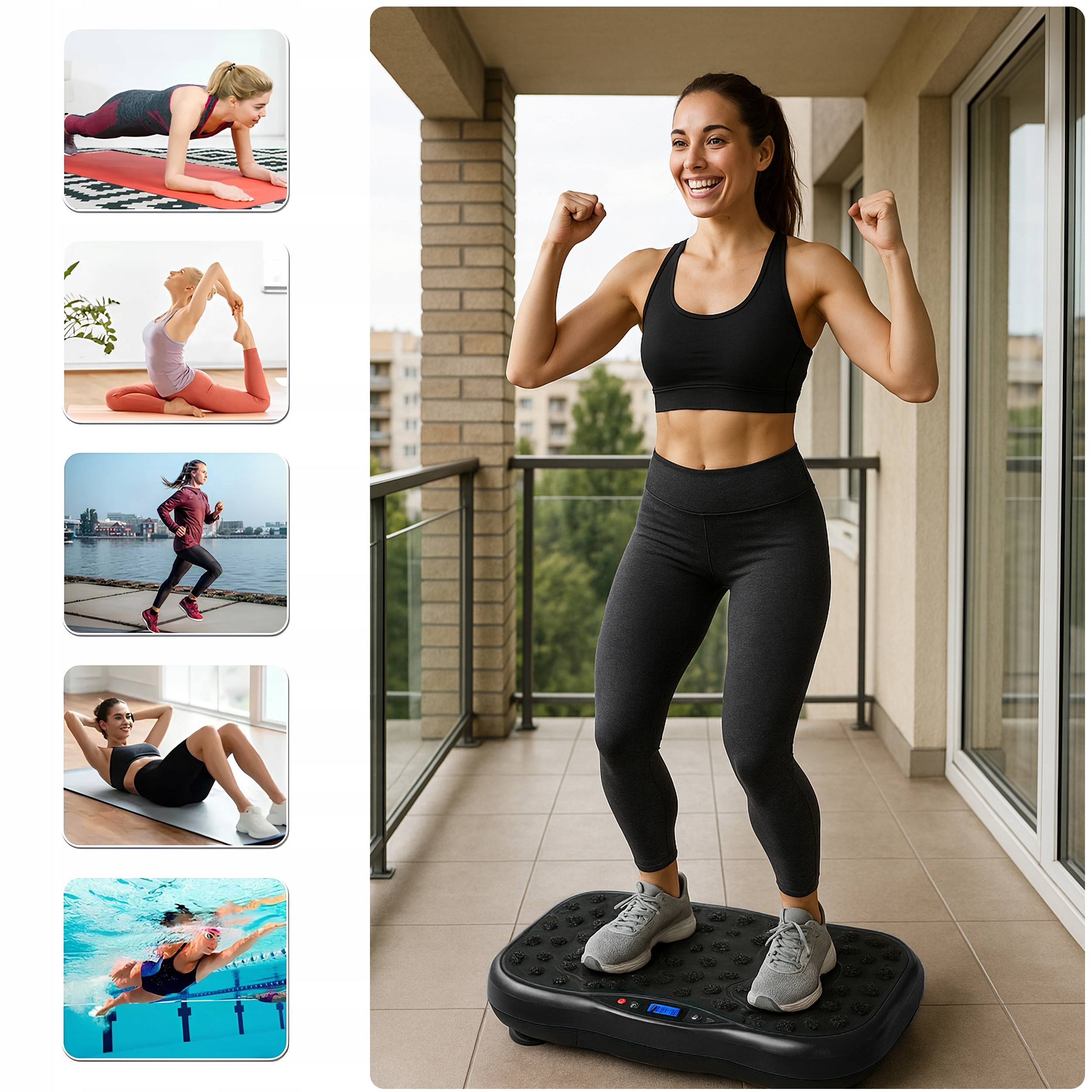550 LCD fitness trenažer s vibracijskom platformom za trening s daljinskim upravljačem do 150 kg crne boje 8 550 LCD fitness trenažer vibracijska platforma za trening s daljinskim upravljačem do 150 kg crna - slika 6