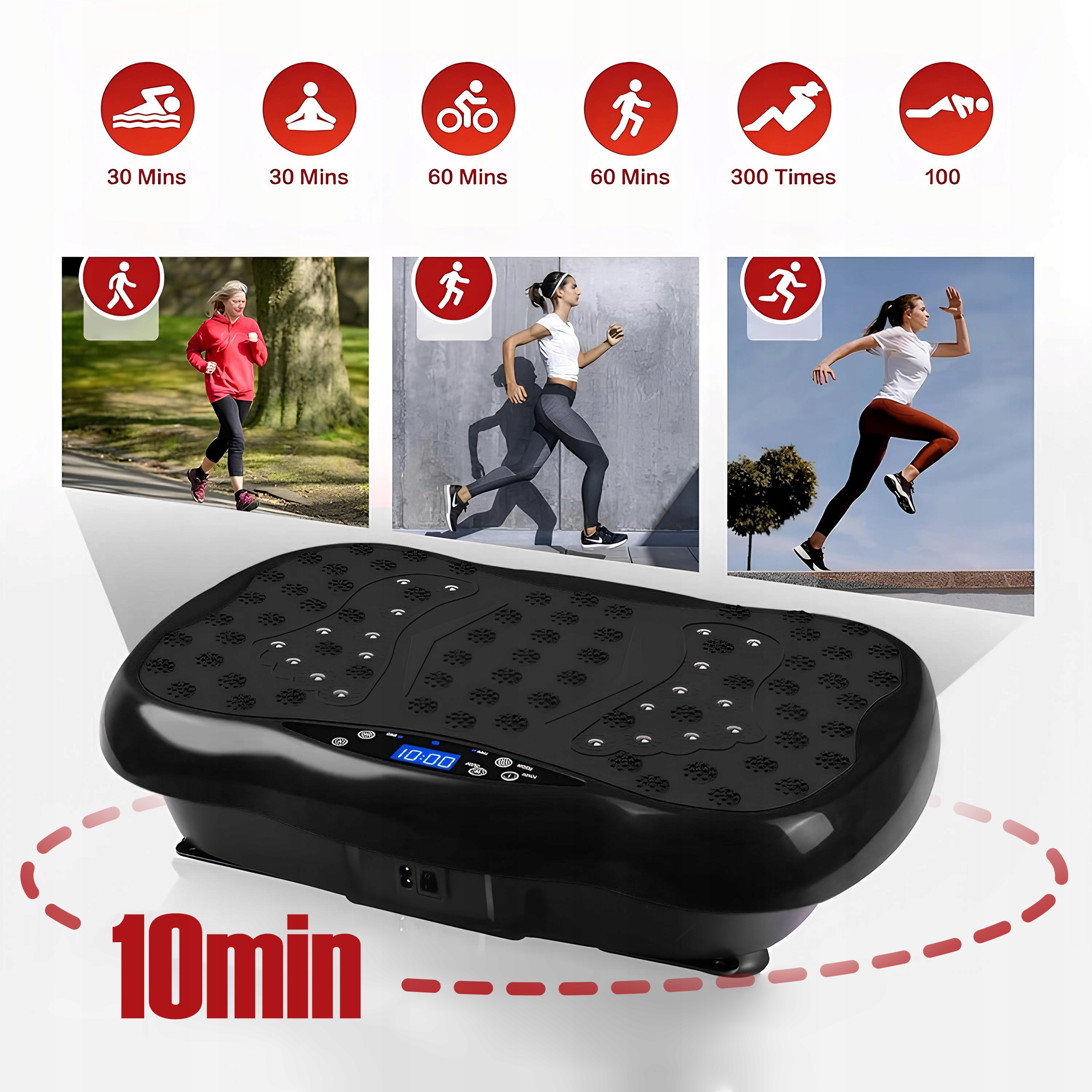 550 LCD fitness trenažer s vibracijskom platformom za trening s daljinskim upravljačem do 150 kg crne boje 7 550 LCD fitness trenažer vibracijska platforma za trening s daljinskim upravljačem do 150 kg crna - slika 5