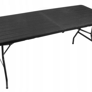 Prenosna zložljiva vrtna miza 180cm imitacija lesa črna