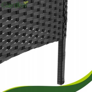 4 delna vrtna sedežna garnitura ratan z blazinami črna + steklena miza