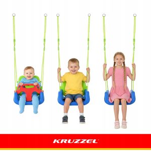 3v1 PVC otroška gugalnica z zaščito do 30kg zeleno modra