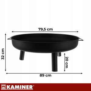 Vrtno železno kurišče 80cm z ročaji črno
