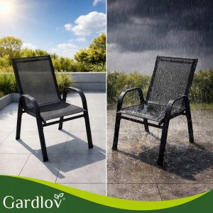 Komplet dveh črnih kovinskih vrtnih stolov