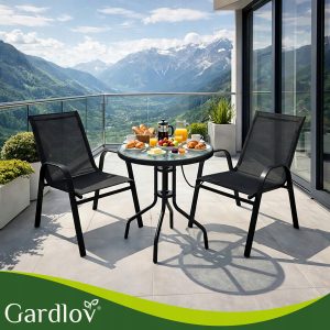 Komplet dveh črnih kovinskih vrtnih stolov