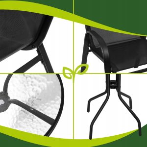 Kovinska balkonska črna garnitura steklena miza in 2 vrtna stola