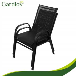 Kovinska balkonska črna garnitura steklena miza in 2 vrtna stola