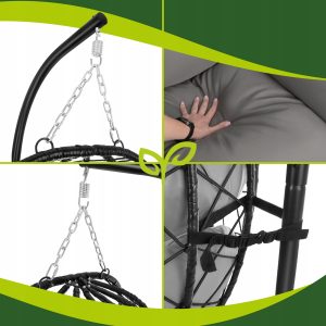 Vrtni viseči stol jajček do 150kg na kovinskem stojalu