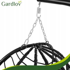 Vrtni viseči stol jajček do 150kg na kovinskem stojalu