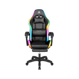 Nastavljiv 7 točkovni masažni oblazinjen LED RGB igralni računalniški stol z oporo za noge