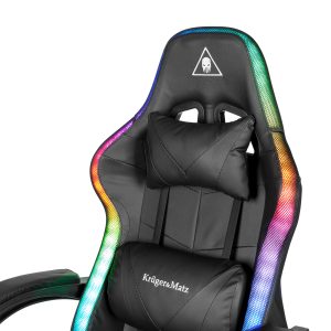 Nastavljiv 7 točkovni masažni oblazinjen LED RGB igralni računalniški stol z oporo za noge