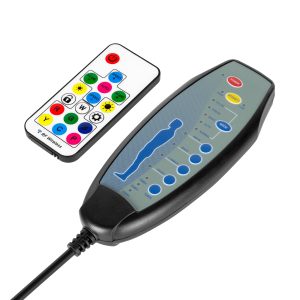 Nastavljiv 7 točkovni masažni oblazinjen LED RGB igralni računalniški stol z oporo za noge